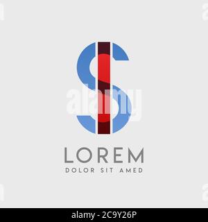 IS logo letters with blue and red gradation Stock Vector