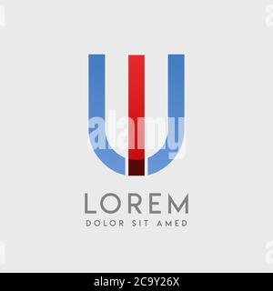 IU logo letters with blue and red gradation Stock Vector