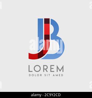 JB logo letters with blue and red gradation Stock Vector