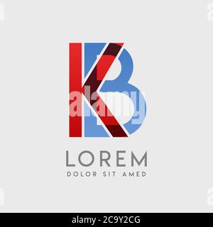KB logo letters with blue and red gradation Stock Vector