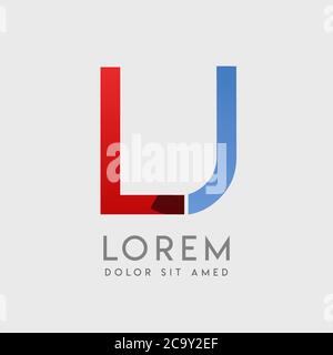 LJ logo letters with blue and red gradation Stock Vector