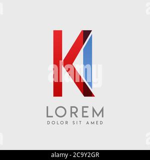 KI logo letters with blue and red gradation Stock Vector