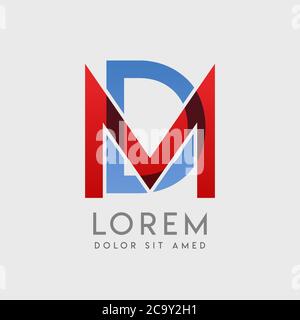 MD logo letters with blue and red gradation Stock Vector