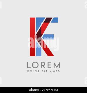 KF logo letters with blue and red gradation Stock Vector
