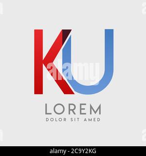 KU logo letters with blue and red gradation Stock Vector