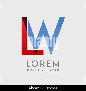 LW logo letters with blue and red gradation Stock Vector
