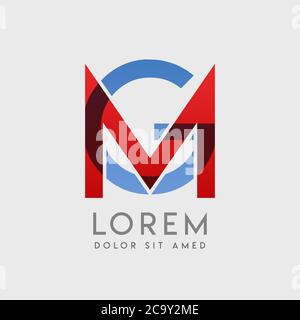 MG logo letters with blue and red gradation Stock Vector