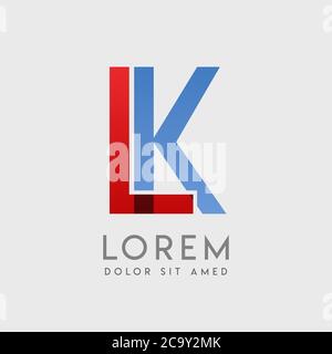 LK logo letters with blue and red gradation Stock Vector
