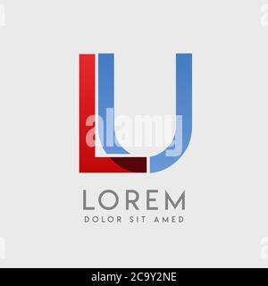 LU logo letters with blue and red gradation Stock Vector