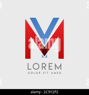 MY logo letters with blue and red gradation Stock Vector