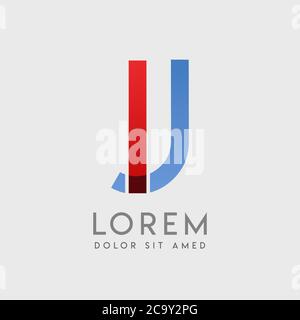 IJ logo letters with blue and red gradation Stock Vector