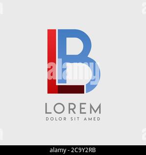 LB logo letters with blue and red gradation Stock Vector