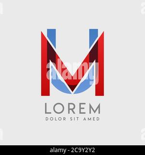 MU logo letters with blue and red gradation Stock Vector