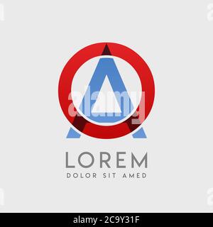 OA logo letters with blue and red gradation Stock Vector