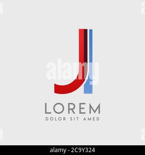 JI logo letters with blue and red gradation Stock Vector