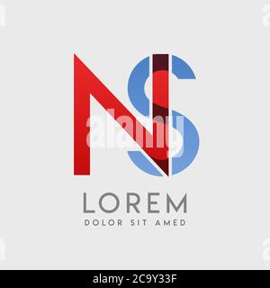 NS logo letters with blue and red gradation Stock Vector