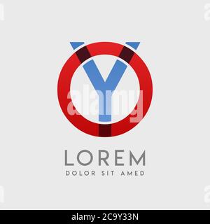 OY logo letters with blue and red gradation Stock Vector