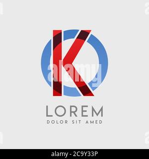 KO logo letters with blue and red gradation Stock Vector