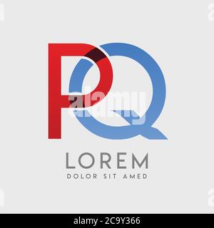 PQ logo letters with blue and red gradation Stock Vector