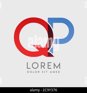 QP logo letters with blue and red gradation Stock Vector
