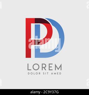 PD logo letters with blue and red gradation Stock Vector