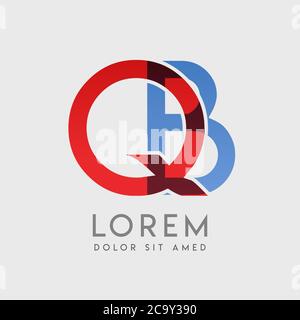 QB logo letters with blue and red gradation Stock Vector