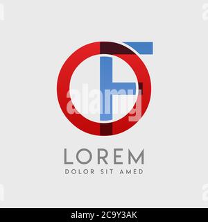 OF logo letters with blue and red gradation Stock Vector