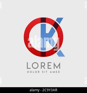 OK logo letters with blue and red gradation Stock Vector