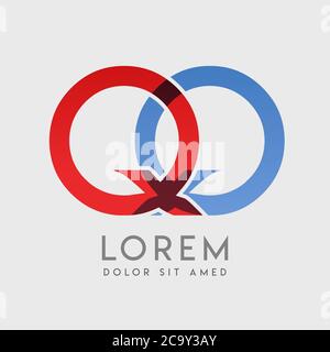 QQ logo letters with blue and red gradation Stock Vector