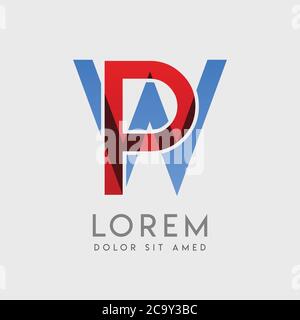 PW logo letters with blue and red gradation Stock Vector