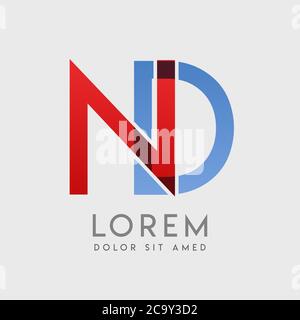 ND logo letters with blue and red gradation Stock Vector