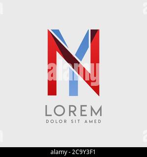 NY logo letters with blue and red gradation Stock Vector