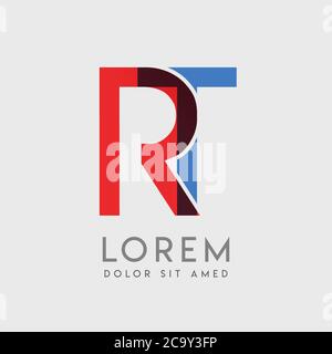 RT logo letters with blue and red gradation Stock Vector