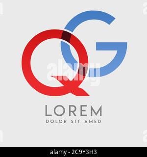 QG logo letters with blue and red gradation Stock Vector