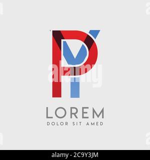 PY logo letters with blue and red gradation Stock Vector