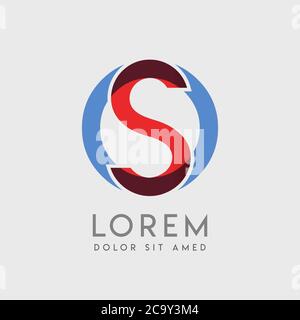 SO logo letters with blue and red gradation Stock Vector