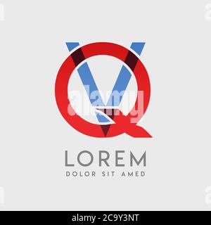 QV logo letters with blue and red gradation Stock Vector