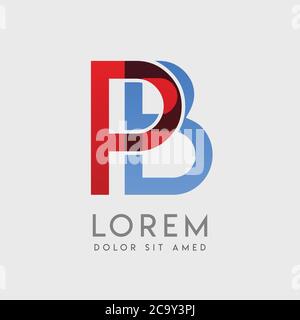 PB logo letters with blue and red gradation Stock Vector