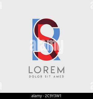 SR logo letters with blue and red gradation Stock Vector
