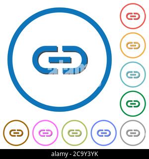 Insert link flat color vector icons with shadows in round outlines on white background Stock Vector