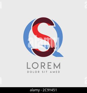 SQ logo letters with blue and red gradation Stock Vector