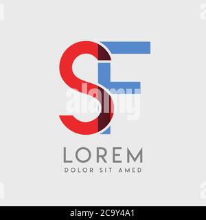 SF logo letters with blue and red gradation Stock Vector