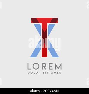 TX logo letters with blue and red gradation Stock Vector