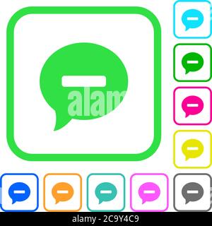 Delete comment vivid colored flat icons in curved borders on white background Stock Vector