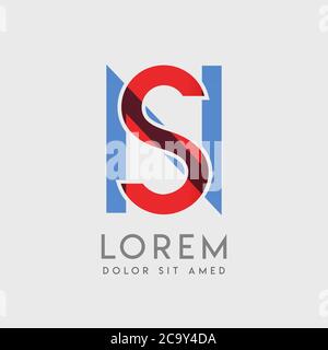 SN logo letters with blue and red gradation Stock Vector