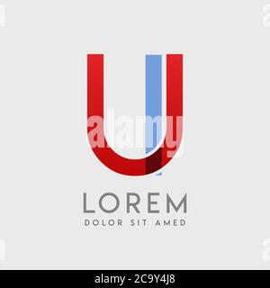 UI logo letters with blue and red gradation Stock Vector