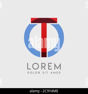 TO logo letters with blue and red gradation Stock Vector