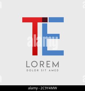 TE logo letters with blue and red gradation Stock Vector