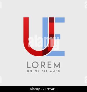 UE logo letters with blue and red gradation Stock Vector