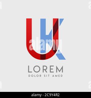 UK logo letters with blue and red gradation Stock Vector